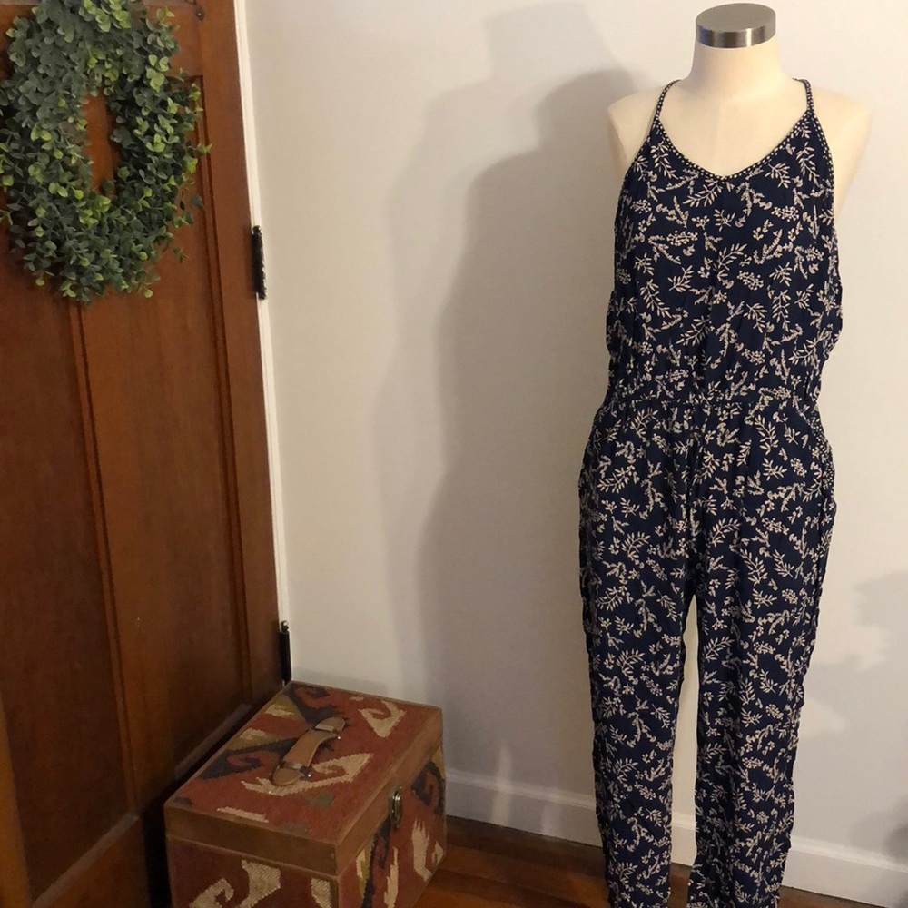 Botanical print navy Lucky Brand jumpsuit